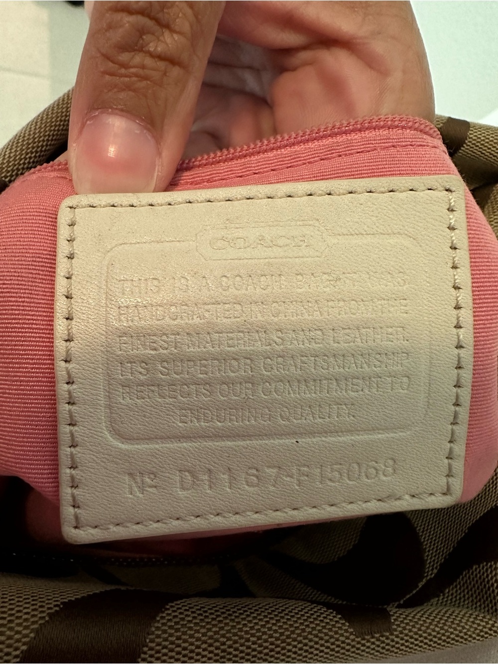 Coach Signature Jacquard Crossbody Bag Tan Brown Canvas & Leather | Pink Lining - Picture 6 of 6